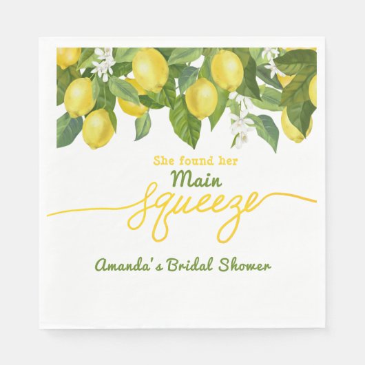 Haupt Squeeze Lemon Theme Wedding Brautparty Serviette (Vorderseite)