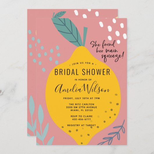 Haupt-Squeeze-Lemons-Brautparty Einladung (Vorne/Hinten)