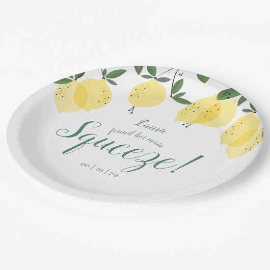 Haupt-Squeeze-Lemons-Brautparty Pappteller (Schrägansicht)