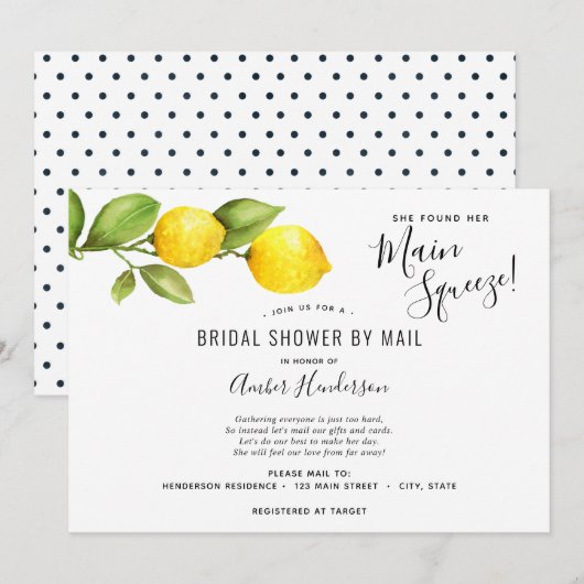 Haupt-Squeeze-Lemons-Brautparty per Mail Einladung (Vorne/Hinten)