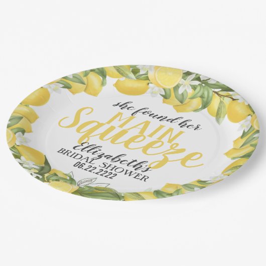 Haupt-Squeeze-Lemons-Brautparty-Teller Pappteller (Schrägansicht)