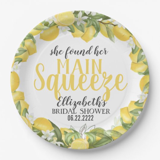 Haupt-Squeeze-Lemons-Brautparty-Teller Pappteller (Vorderseite)