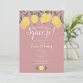 Haupt Squeeze Lemons Dusty Rose Brautparty Einladung (Stehend Vorderseite)