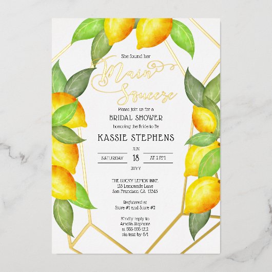 Haupt-Squeeze Lemons Italienisches Brautparty - Go Folieneinladung (Vorderseite)
