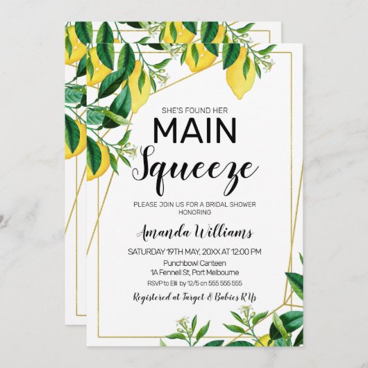 Haupt-Squeeze-Linie Kunst Brautdusche Einladung (Vorne/Hinten)