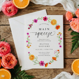 Haupt-Squeeze Pink Orange Citrus-Brautdusche Einladung