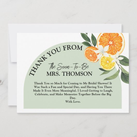 Haupt-Squeeze Zitrus Lemon Grüne Brautparty Dankeskarte (Vorderseite)