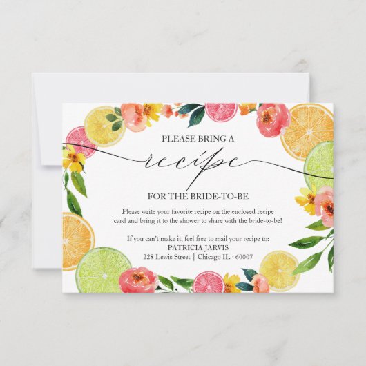 Haupt-Zitrusfrüchte-Brautparty-Anfrage Einladung (Vorderseite)