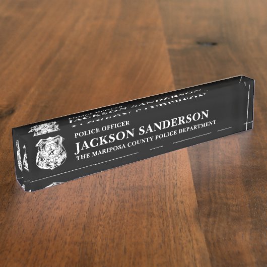 Hauptabteilung Polizeichef Thin Blue Line Logo Namensplakette (Seite)