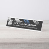 Hauptabteilung Polizeichef Thin Blue Line Logo Schreibtischnamensplakette (Vorderseite )