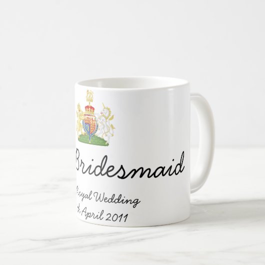 Hauptbrautjungfer - königliche Hochzeits-Tasse des Kaffeetasse (VorderseiteRechts)