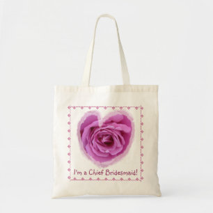 Hauptbrautjungfern-Tasche - ROSA Rosen-Herz mit Tragetasche