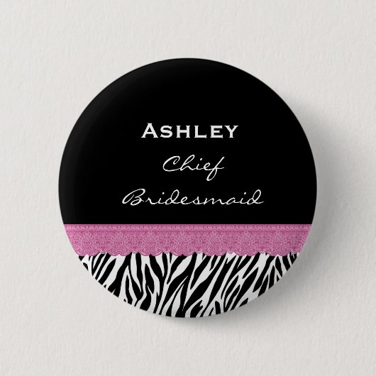 Hauptbrautjungferzebra-individueller Name V10 Button (Vorderseite)