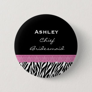 Hauptbrautjungferzebra-individueller Name V10 Button