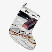 Hauptbuch mit Brillen und GummiBriefmarke Großer Weihnachtsstrumpf (Vorderansicht (hängend))