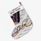 Hauptbuch mit Brillen und GummiBriefmarke Großer Weihnachtsstrumpf (Rückseite (Hängend))