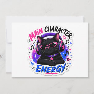 Hauptcharakter-Energie-Schwarze-Katze-Aufkleber Einladung