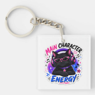 Hauptcharakter-Energie-Schwarze-Katze-Aufkleber Schlüsselanhänger