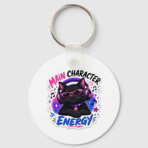 Hauptcharakter-Energie-Schwarze-Katze-Aufkleber Schlüsselanhänger