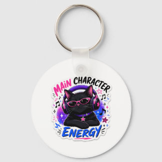 Hauptcharakter-Energie-Schwarze-Katze-Aufkleber Schlüsselanhänger