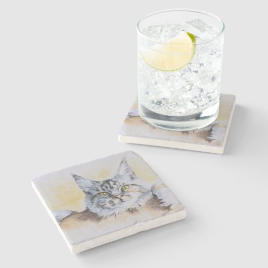 Hauptfarbe Wasserfarbe Steinuntersetzer (Seitenansicht)