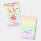 Hauptlehrer-Pass-Abzeichen mit Pastell-Regenbogen Ausweis (Vorder- & Rückseite)