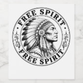 Häuptling der Native Americans Weinetikett (Einzelnes Label)