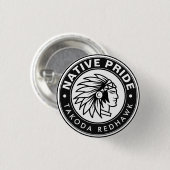 Häuptling-Logo Native Pride Personalisierter Name Button (Vorne & Hinten)