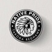Häuptling-Logo Native Pride Personalisierter Name Button (Vorderseite)