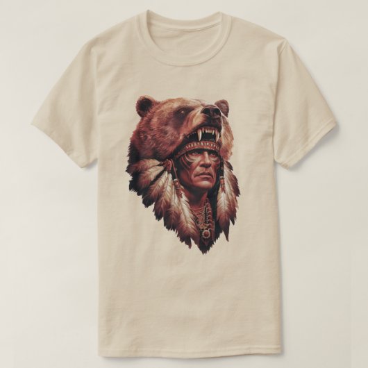 Häuptling mit Bärenfell T-Shirt (Design vorne)