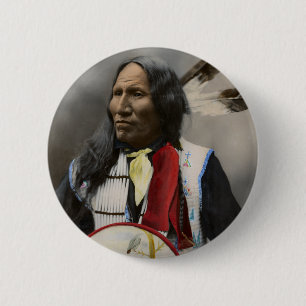 Häuptling Strikes With Nose, Oglala Sioux  1899 Button