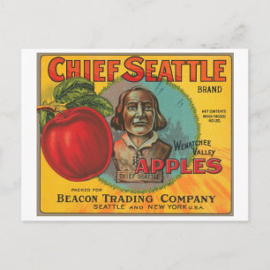 Hauptmarke von Seattle Apfel Vintag Crate Label Postkarte