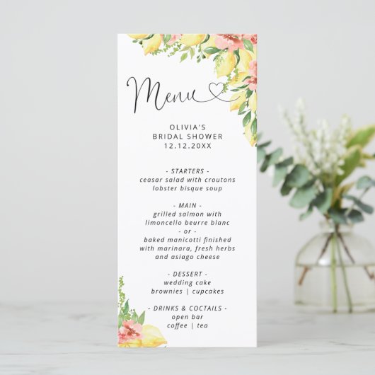 Hauptmenü des Brautparty "Wasserfarbe" Menükarte (Stehend Vorderseite)