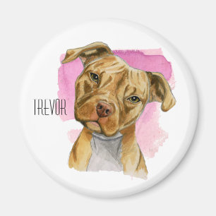 Hauptneigungs-Pitbull-HundeAquarell-Malerei Magnet
