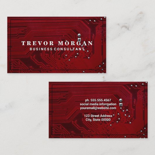 Hauptplatine | Red Microchip | Tech Visitenkarte (Vorne/Hinten)