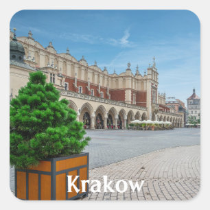 Hauptplatz der Altstadt von Krakau, Polen Quadratischer Aufkleber