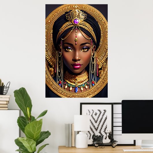 Hauptporträt einer afrikanischen Königin | AI Art Poster (Heimbüro)