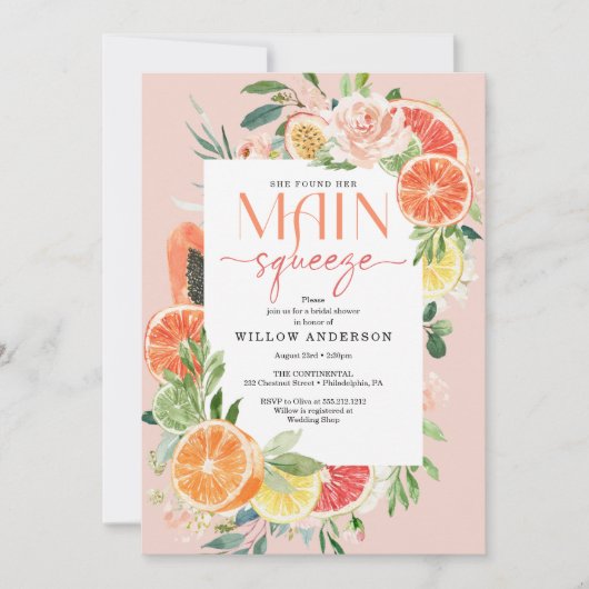 Hauptpresse Citrus Bridal Dusche Einladung (Vorderseite)
