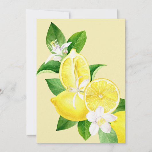 Hauptpresse Elegante Lemon Yellow Citrus Dusche Einladung (Rückseite)