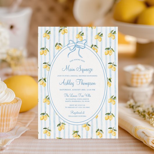 Hauptpresse Lemon Blue Bow Italienisches Brautpart Einladung