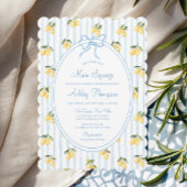 Hauptpresse Lemon Blue Bow Italienisches Brautpart Einladung