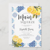 Hauptpresse Lemon Blue Tiles Bright Brautparty Einladung (Vorderseite)