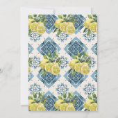 Hauptpresse Lemon Blue Tiles Citrus Brautparty Einladung (Rückseite)