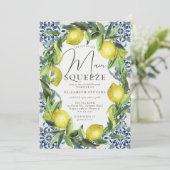Hauptpresse Lemon Blue Tiles Modernes Brautparty Einladung (Stehend Vorderseite)