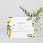 Hauptpresse | Lemon Brautparty Rezept Cards Einladung (Stehend Vorderseite)
