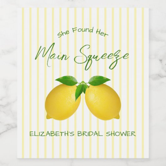 Hauptpresse Lemon Brautparty Weinetikett (Einzelnes Label)