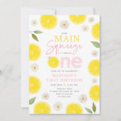 Hauptpresse Lemon Daisy Erster Geburtstag Einladung (Vorderseite)
