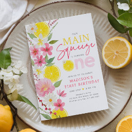 Hauptpresse Lemon Floral Erster Geburtstag Einladung