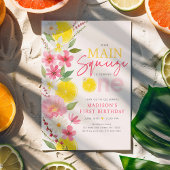 Hauptpresse Lemon Floral Erster Geburtstag Einladung