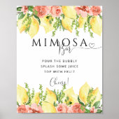 Hauptpresse Lemon Floral Mimosa Bar Drink Zeichen Poster (Vorne)